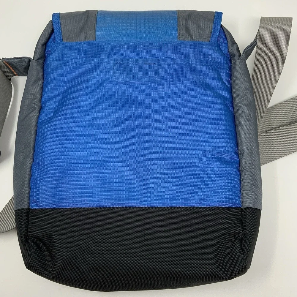 LL Bean Messenger Crossbody Bag Tablet Field Rip Stop Travel Blue Gray Black - Picture 3 of 12
